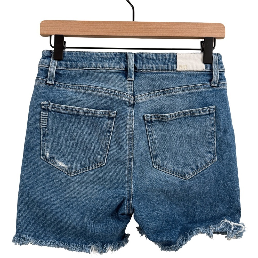 PAIGE Distressed Blue Jean Shorts - Picture 3 of 8